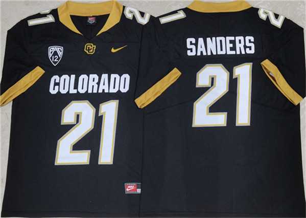 Men%27s Colorado Buffaloes #21 Shilo Sanders Black 2023 With PAC-12 Patch Stitched Football Jersey->florida gators->NCAA Jersey